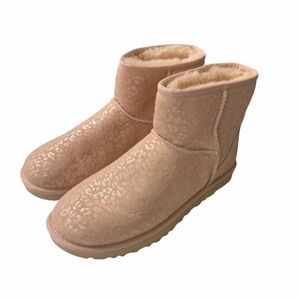 UGG Classic Mini Snow Leopard Boots Pink Quartz Metallic Size 11